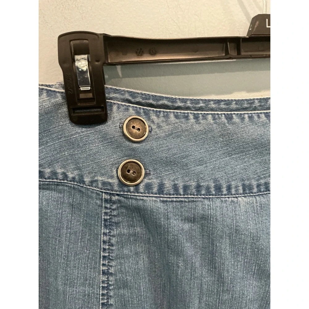 Talbots Womens Denim Wrap Front Shorts Skort 16W Blue Modest 90s Preppy Western